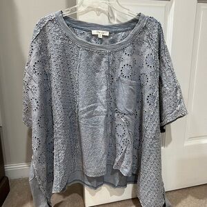 Gray Eyelet Women's Top